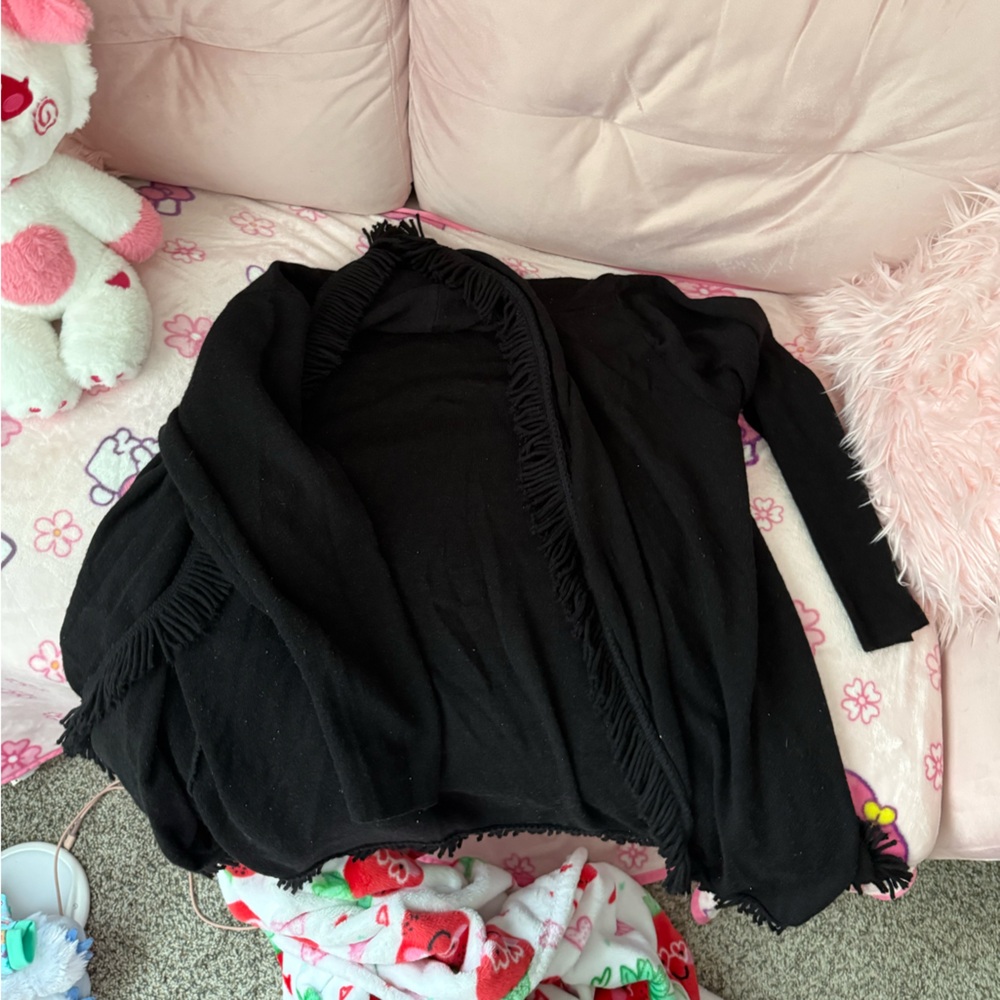 Black Fringe Cardigan